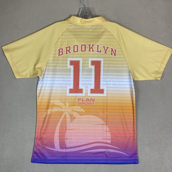 Flan Jersey Mens M Multicolor Caramel Sunset Graphic Performance Soccer Shirt‎ - Picture 9 of 10